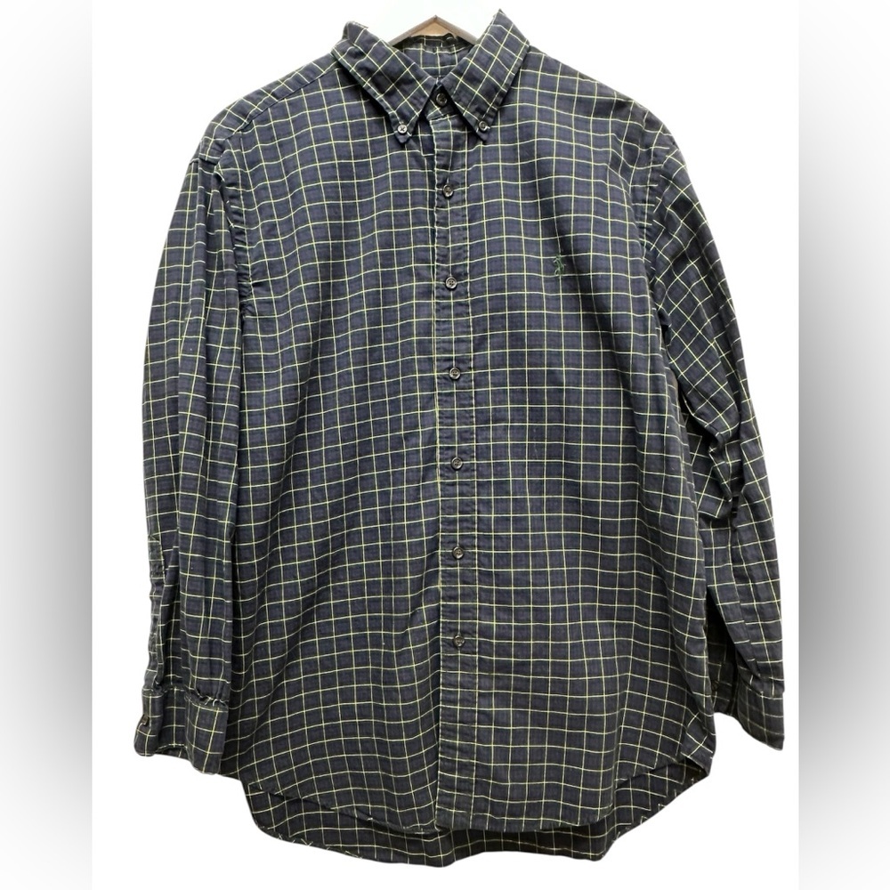 Polo Ralph Lauren Vintage Check Shirt Green Blue Yellow - Size L Classic Fit Men